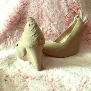 Beige suede wedges